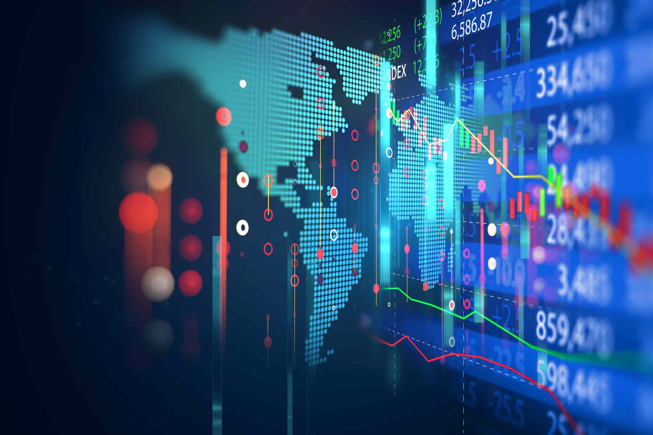 stock market graph with volume data