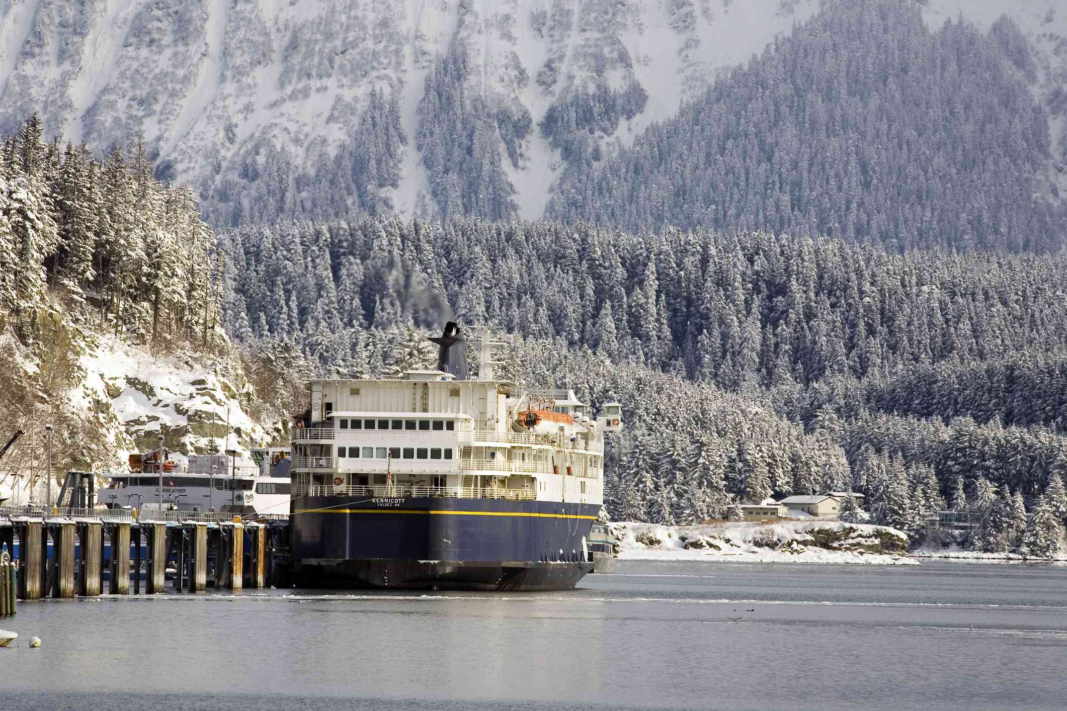 Alaska State ferry, M/V Kennicott, at Auke Bay terminal, near Juneau, Alaska.