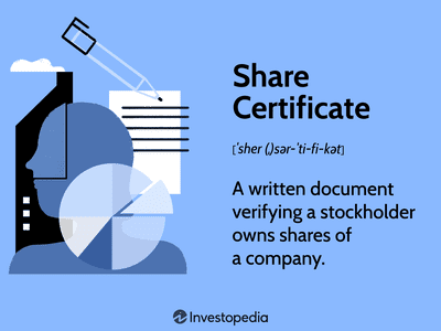 Share Certificate: A written document verifying a stockholder owns shares of a company.