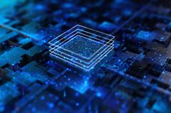 Processor chip, tech environment, blockchain concept