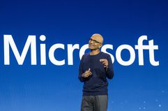 Satya Nadella, chief executive officer of Microsoft Corp., during the 2024 CES event in Las Vegas, Nevada, US, on Tuesday, Jan. 9, 2024.