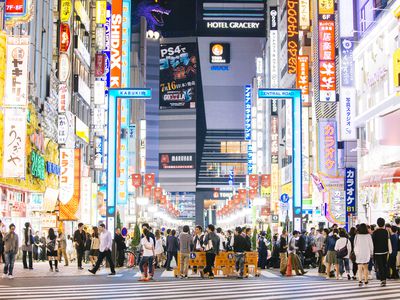 Bright neon lights in Shinjuku, Tokyo, Japan