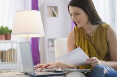 Woman doing taxes online
