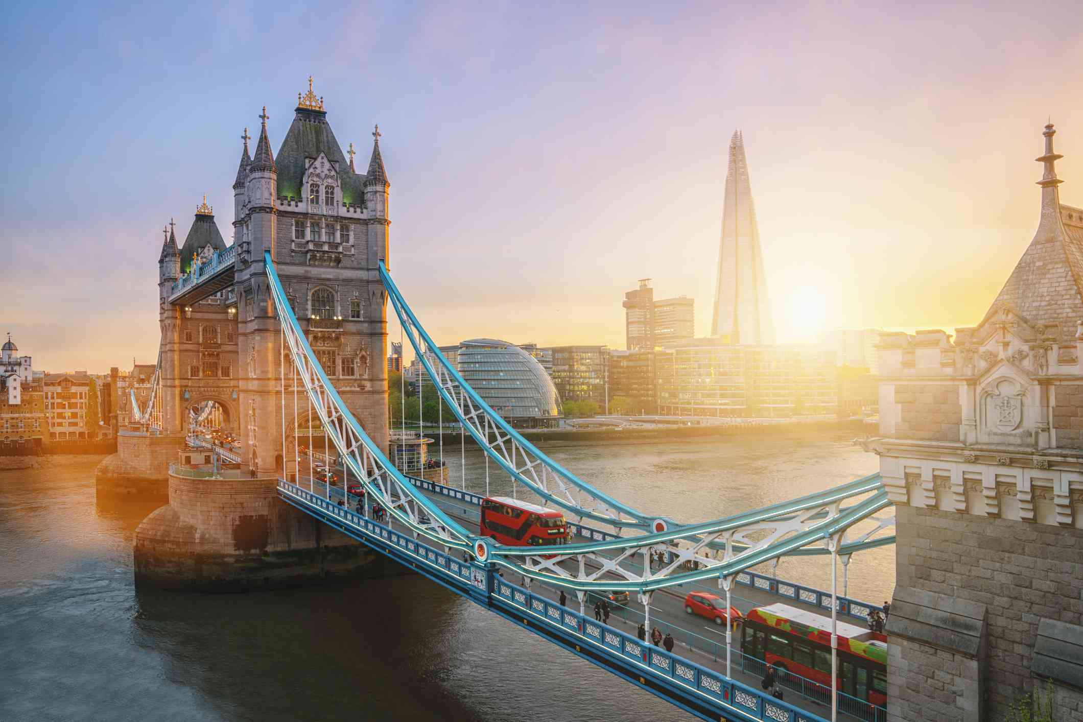 Tower Bridge Over Thames River During Sunset In City