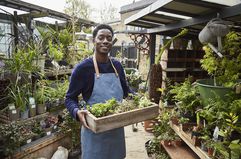 Young man working in his small business