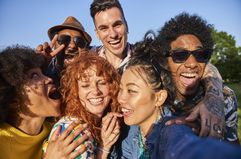 Group of friends smiling and having fun