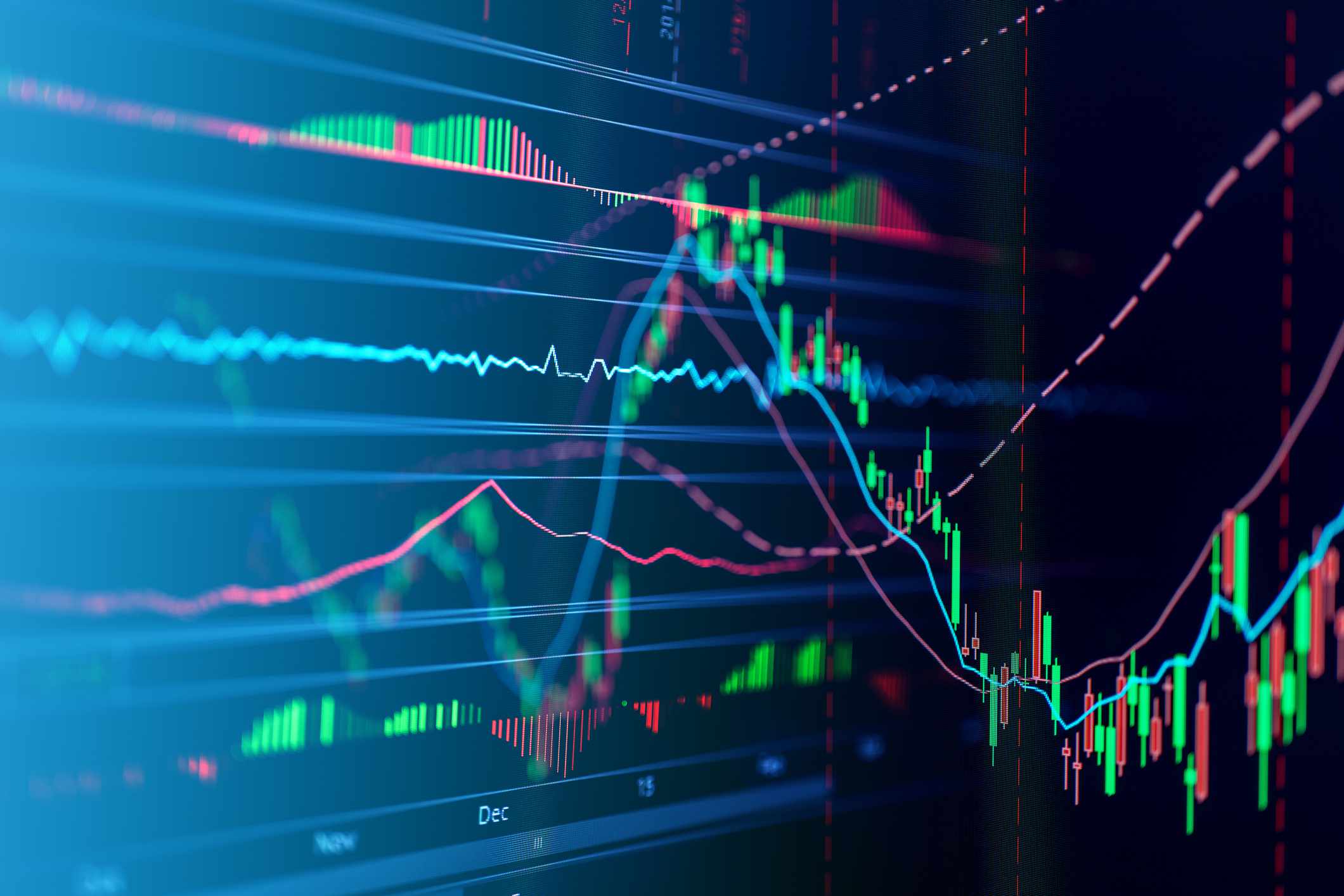 A stock market data on digital display.