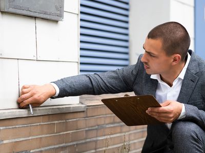 Man inspecting a house for an appraisal