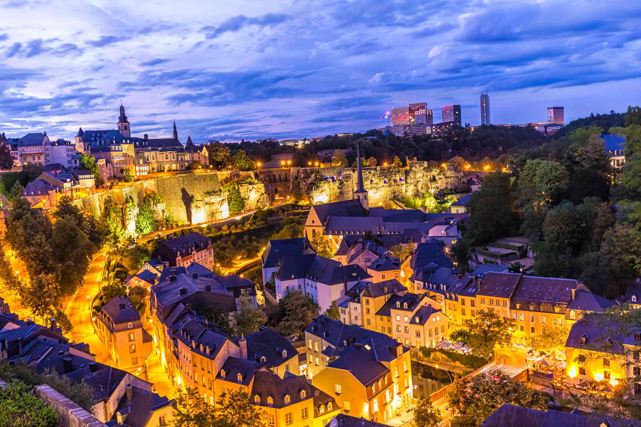 Luxembourg Kirchberg at sunset