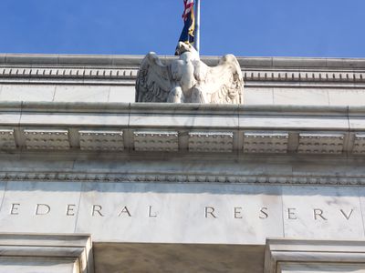 Federal Reserve building with the eagle statue..