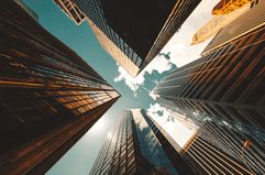 low angle view of the skyscrapers in nyc