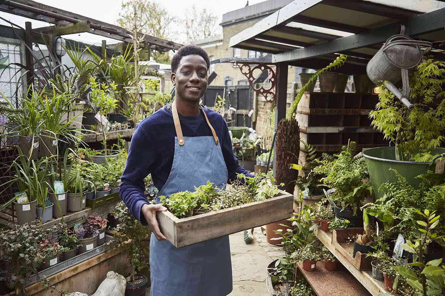 Young man working in his small business