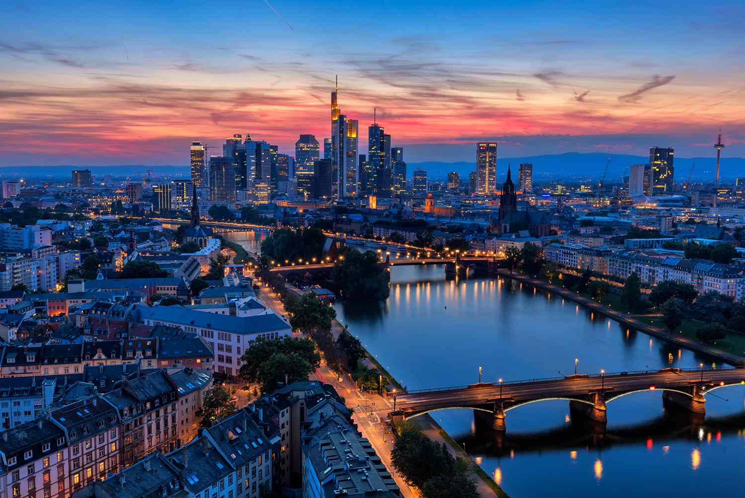 Frankfurt Main Skyline at Dusk