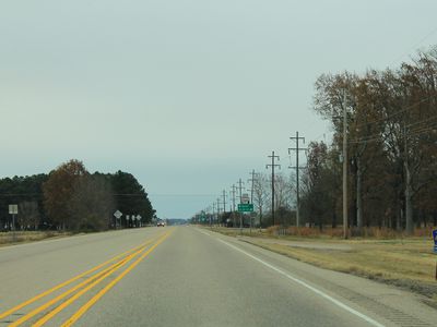 Telephone poles along US Route 64 in Arkansas.