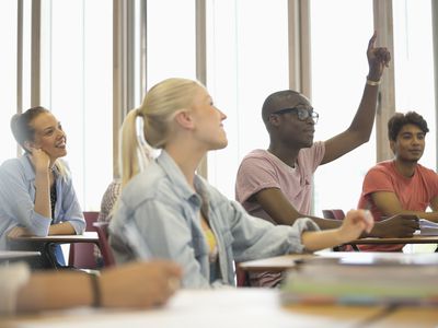 Student raises hand in class