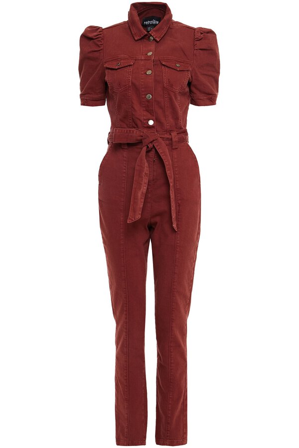 Retrofete - Merlot Tori Belted Denim Jumpsuit