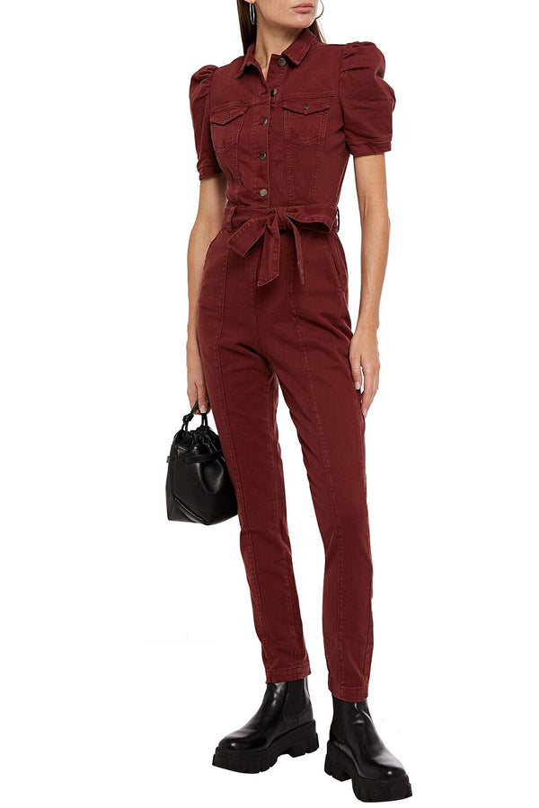 Retrofete - Merlot Tori Belted Denim Jumpsuit