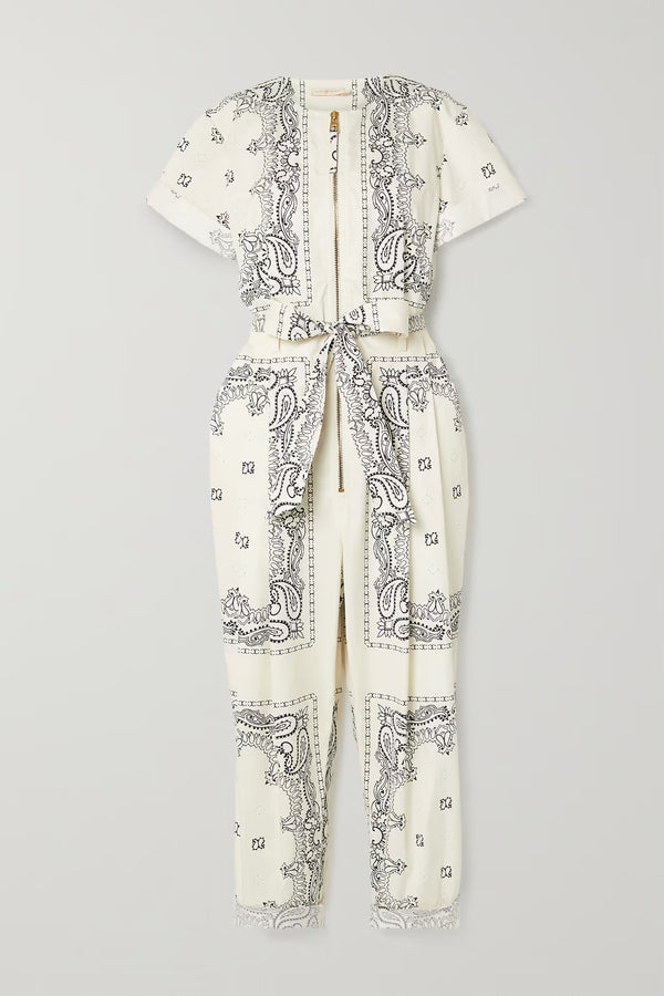 Tory Burch - Tory Burch Printed Poplin Jumpsuit