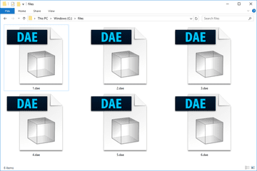 Screenshot of several DAE files that open with Photoshop in Windows 10