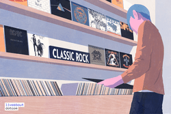 Man browsing classic rock records