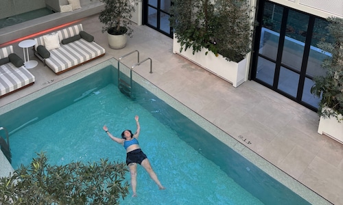 woman in pool