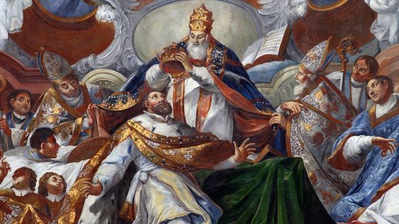 Sacre de Charlemagne (742-814) en 800 par le Pape Leon III par Stauder Jacob Carl, 1724 - Fresque