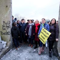 L'actuelle Première ministre de l'Irlande du Nord, Michelle O'Neill, au sein d'une manifestation contre le Brexit, le 26 janvier 2019