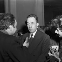 Albert Camus, prix Nobel de littérature (photo du 18/10/1957)