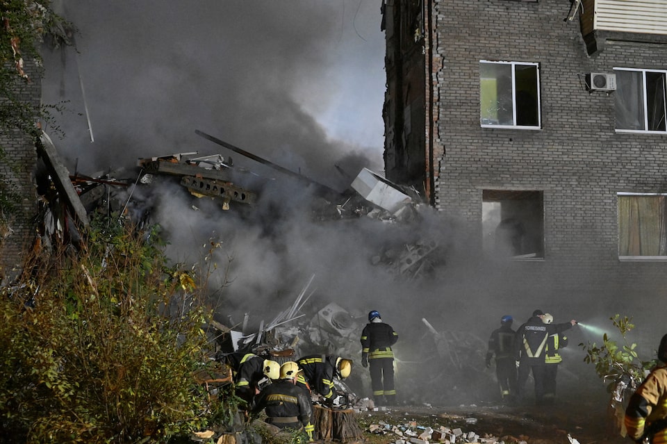 Residential building heavily damaged by a Russian missile strike in Zaporizhzhia