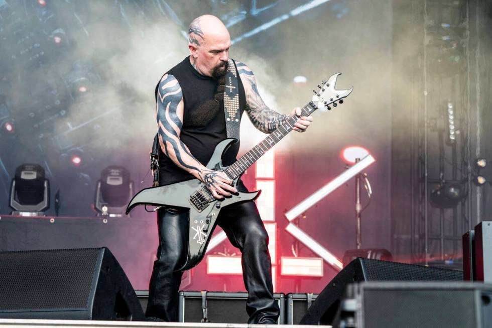 Kerry King performs during Sonic Temple Art and Music Festival on Thursday, May 16, 2024, at Hi ...