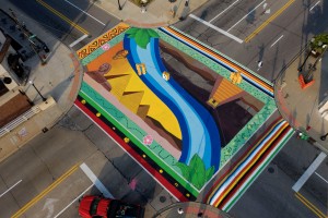 Street mural in Saginaw by Nyesha Clark Young, Assistant Jesse Schmitt