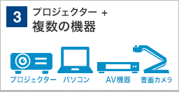 プロジェクター + 複数の機器 を設置