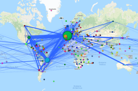 Colaboraciones científicas de los países iberoamericanos con todos países del mundo (Scopus 2019)