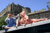 Company members from The Last Forecast, by Bridie Gane and Catherine Wheels, take to the roof of Dance Base, the home of dance at the Edinburgh Festival Fringe. Picture by Ian Georgeson