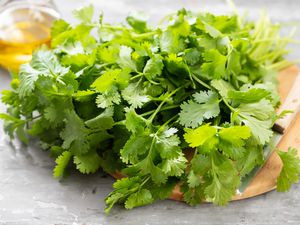 cilantro on cutting board