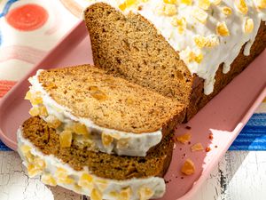 Loaf of Dark and Stormy Banana Bread With Some of It Cut Into Slices 