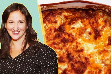 Deb Perelman and a casserole of mac & cheese