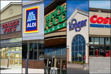 store front for TJ's ALDI, Whole Foods, Kroger and Costco