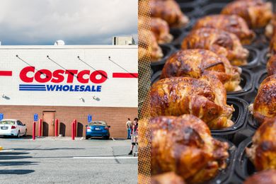 Costco rotisserie chicken and store front