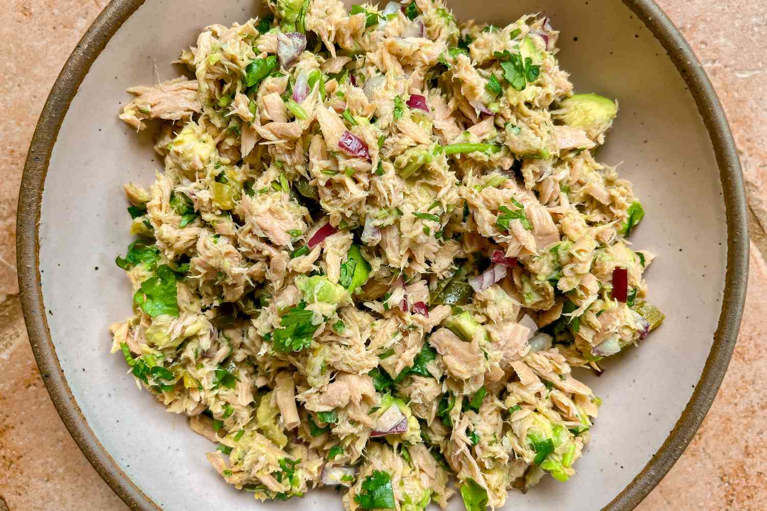 tuna avocado salad in a bowl