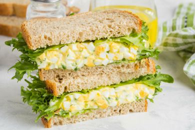 Egg salad sandwich (stacked)