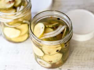 A jar of homemade pickles