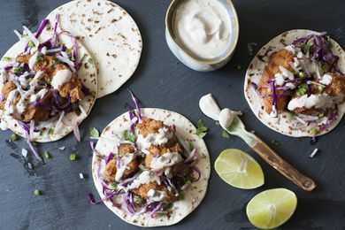 Best Fish Tacos with slaw and crema and lime