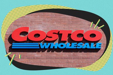 Costco building sign on a graphic treatment