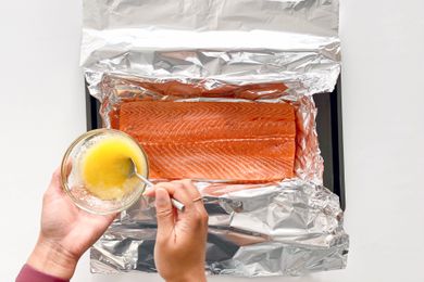 filet of salmon on a sheet of foil