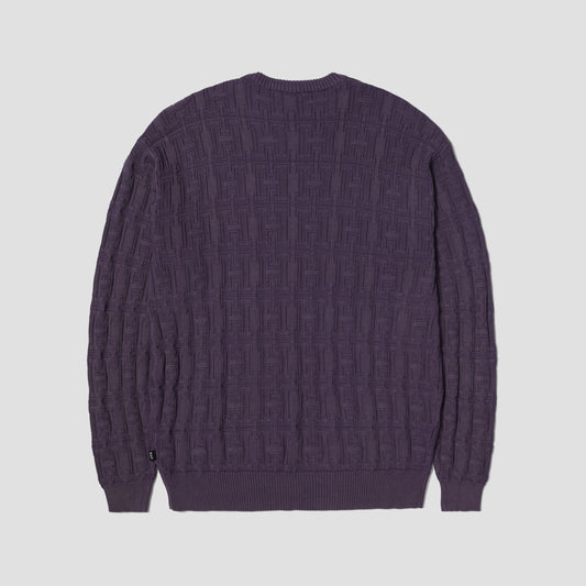 HUF Interlaced Jacquard Overdyed Crew Raisin