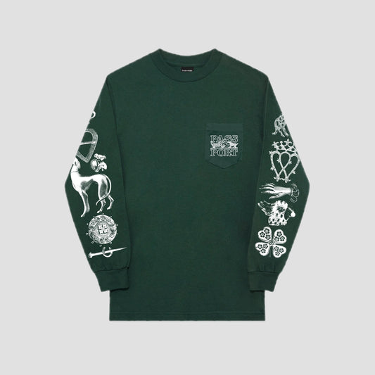 PassPort Trinkets Pocket Longsleeve T-Shirt Forest Green