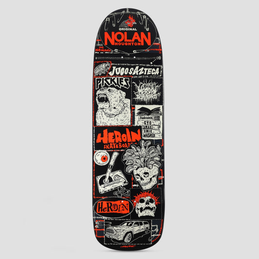 Heroin 9.6 Nolan's Original Mutant Shape Skateboard Deck Black