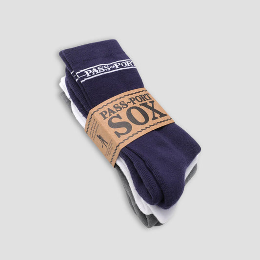 Passport Hi Sox Socks 3 Pack R42 Navy / White / Grey