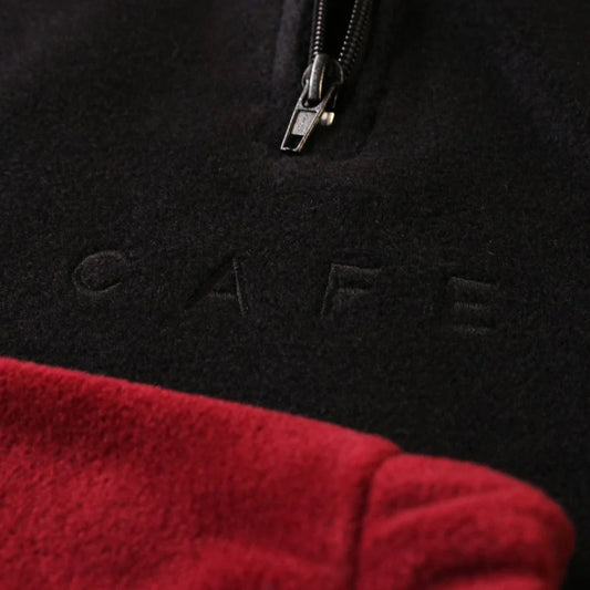 Skateboard Cafe 1/4 Zip Fleece Black / Burgundy / Forest